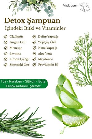 Detox Etkili 12 Doğal Aktifli Arındırıcı Onarıcı ve İşlem Öncesi Sonrası Koruyucu Tuzsuz Şampuan