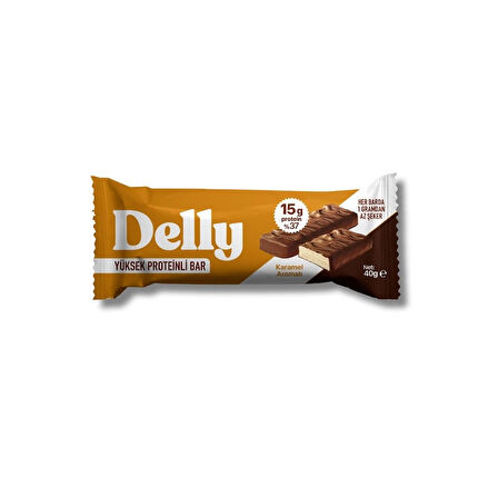 12 Adet Çikolata Kaplı, Yüksek Proteinli Bar, Karamel Aromalı 40g