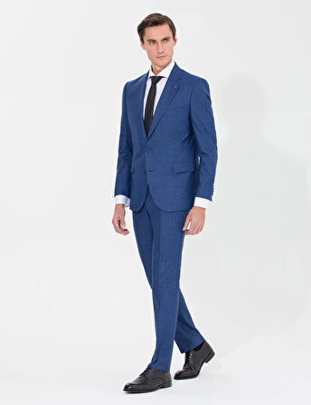 Erkek Slim Fit Takım Elbise-İndigo | 52