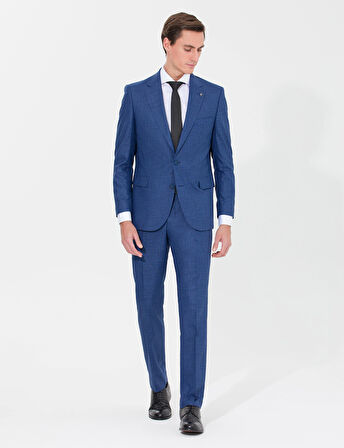Erkek Slim Fit Takım Elbise-İndigo | 56