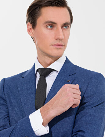 Erkek Slim Fit Takım Elbise-İndigo | 56