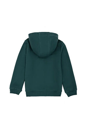 Çocuk Koyu Yeşil Basic Kapüşonlu Sweatshirt 50269420-VR079