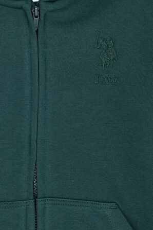 Çocuk Koyu Yeşil Basic Kapüşonlu Sweatshirt 50269420-VR079