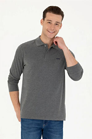 U.S. Polo Assn. ERKEK ANTRASİT MELANJ POLO YAKA BASİC SWEATSHİRT G081SZ082.000.1735204