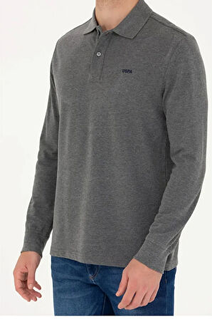 U.S. Polo Assn. ERKEK ANTRASİT MELANJ POLO YAKA BASİC SWEATSHİRT G081SZ082.000.1735204