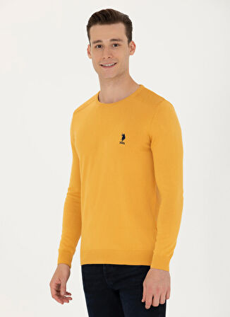 U.S. Polo Assn. Bisiklet Yaka Slim Fit Hardal Erkek Kazak TD01-BSK23