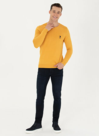 U.S. Polo Assn. Bisiklet Yaka Slim Fit Hardal Erkek Kazak TD01-BSK23