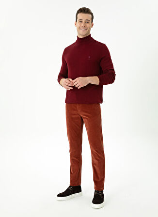U.S. Polo Assn. Balıkçı Yaka Slim Fit Bordo Erkek Kazak YBS-SK23