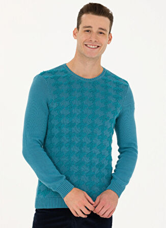 U.S. Polo Assn. Bisiklet Yaka Regular Fit Petrol Erkek Kazak KIYASO