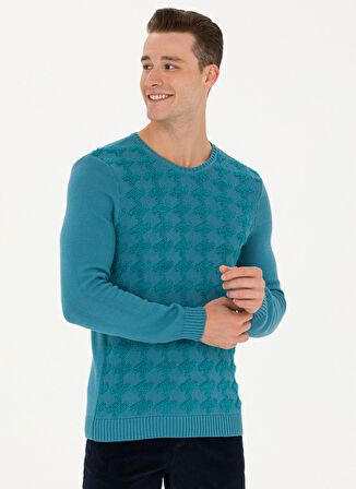 U.S. Polo Assn. Bisiklet Yaka Regular Fit Petrol Erkek Kazak KIYASO