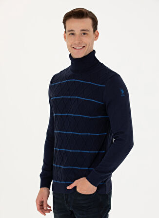 . Balıkçı Yaka Slim Fit Lacivert Erkek Kazak SALMO