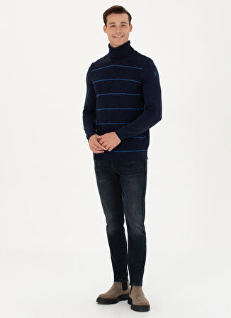 . Balıkçı Yaka Slim Fit Lacivert Erkek Kazak SALMO