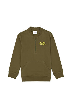 Çocuk Haki Bisiklet Yaka Sweatshirt 50274242-VR027