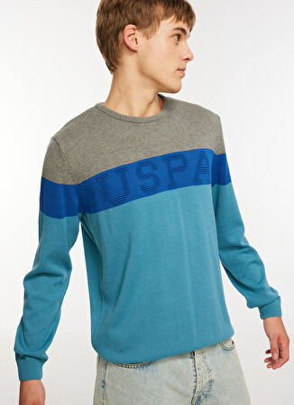 U.S. Polo Assn. Bisiklet Yaka Regular Fit Petrol Erkek Kazak WONER