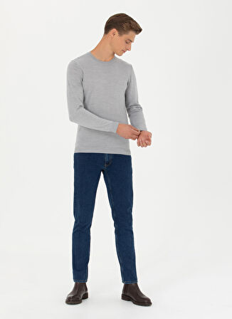 Cacharel Bisiklet Yaka Slim Fit Düz Açık Gri Erkek Kazak ELO