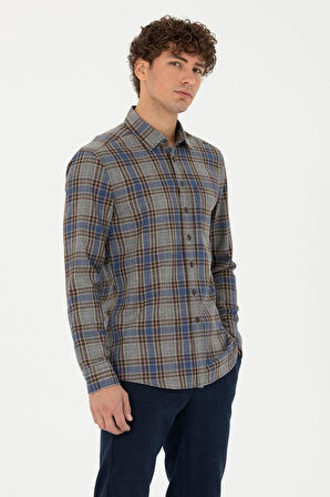 Erkek Regular Fit Uzun Kollu Gömlek - Kahverengi | XS