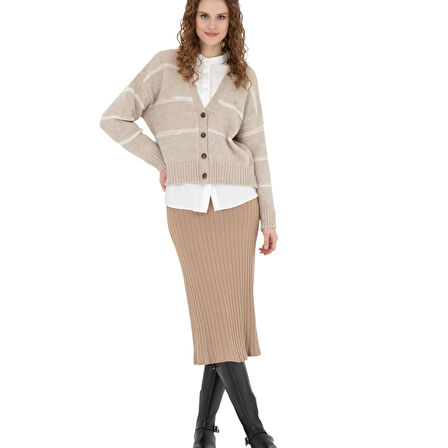 Kadın  Midi Boy Triko Etek