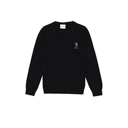 Bisiklet Yaka Slim Fit Siyah Erkek Çocuk Kazak