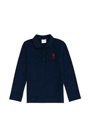 Kız Çocuk Lacivert Polo Yaka Basic Sweatshirt 50276782-VR033