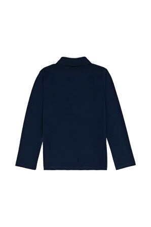 Kız Çocuk Lacivert Polo Yaka Basic Sweatshirt 50276782-VR033