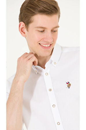 U.S. Polo Assn. U.S. POLO ERKEK SİLİMFİT SPOR PAMUKLU GÖMLEK