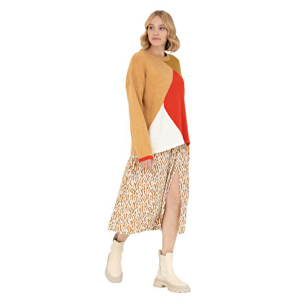 Kadın Açık Haki Dokuma Etek 1678273
