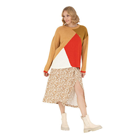 Kadın Açık Haki Dokuma Etek 1678273