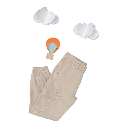 Erkek Çocuk Bej Kanvas Pantolon