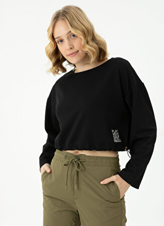 U.S. Polo Assn. Bisiklet Yaka Siyah Kadın Sweatshırt NADINE