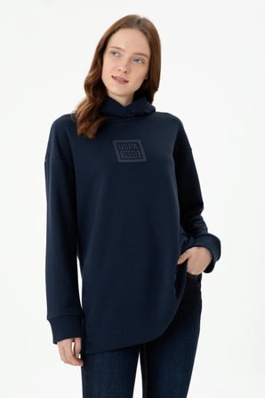 Kadın Lacivert Kapüşonlu Sweatshirt Moda YILDIRIM