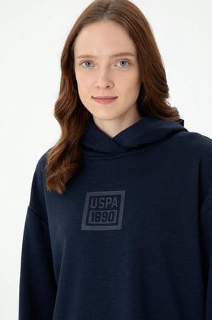 Kadın Lacivert Kapüşonlu Sweatshirt Moda YILDIRIM