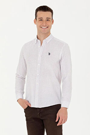 Erkek Bordo  Slim Fit Uzun Kollu Gömlek