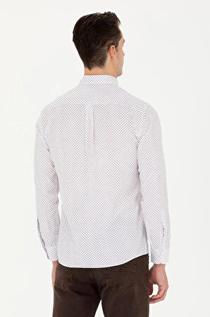 Erkek Bordo  Slim Fit Uzun Kollu Gömlek