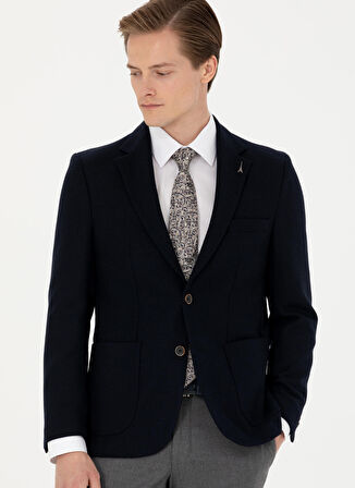 Cacharel Slim Fit Lacivert Erkek Düz Ceket NEW TANU