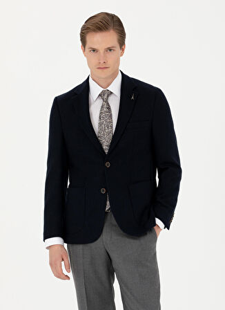 Cacharel Slim Fit Lacivert Erkek Düz Ceket NEW TANU