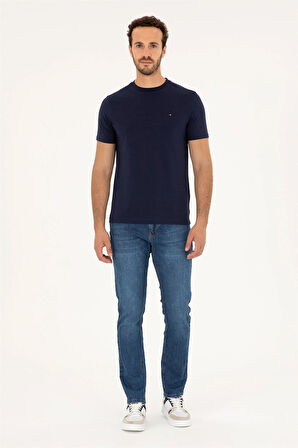 U.S. Polo Assn. Normal Bel Normal Paça Slim Fit Mavi Erkek Denim Pantolon MARBLE