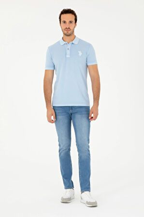 U.S. Polo Assn. Normal Bel Normal Paça Slim Fit Mavi Erkek Denim Pantolon MARBLE