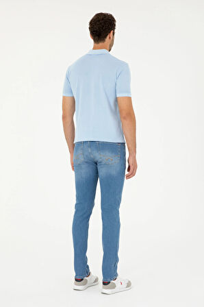 U.S. Polo Assn. Normal Bel Normal Paça Slim Fit Mavi Erkek Denim Pantolon MARBLE