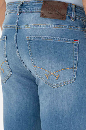 U.S. Polo Assn. Normal Bel Normal Paça Slim Fit Mavi Erkek Denim Pantolon MARBLE