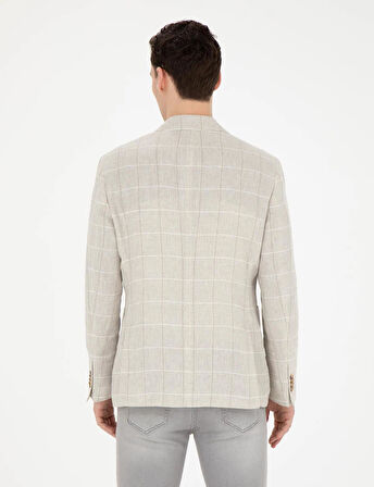 Pierre Cardin Erkek Slim Fit Keten Ekose Ceket 1853881