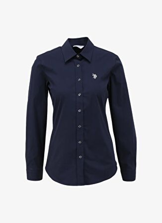 U.S. Polo Assn. Slim Fit Gömlek Yaka Lacivert Kadın Gömlek CRISY024Y