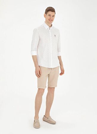 U.S. Polo Assn. Regular Fit Düğmeli Yaka Açık Haki Erkek Gömlek CIHA