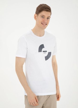 U.S. Polo Assn. Bisiklet Yaka Beyaz Erkek T-Shirt YAMO