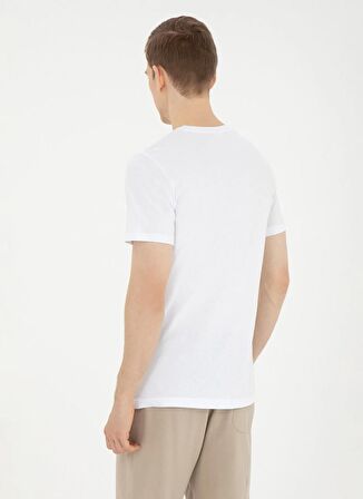 U.S. Polo Assn. Bisiklet Yaka Beyaz Erkek T-Shirt YAMO