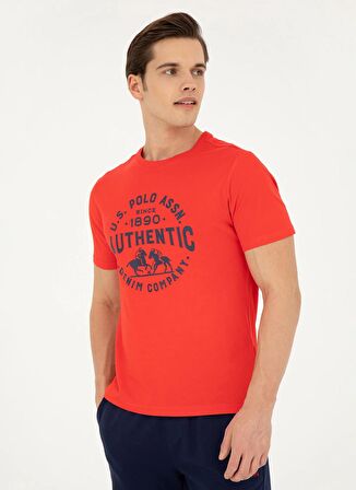 U.S. Polo Assn. Bisiklet Yaka Kırmızı Erkek T-Shirt EVLET