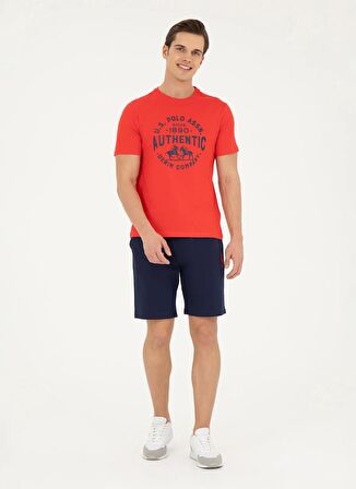 U.S. Polo Assn. Bisiklet Yaka Kırmızı Erkek T-Shirt EVLET