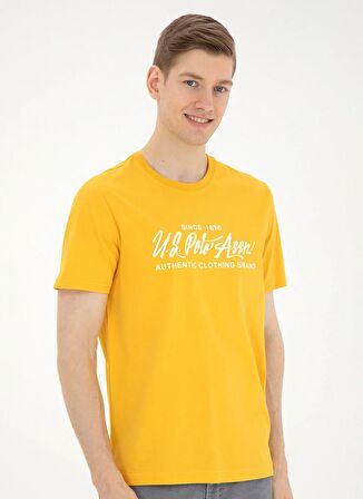 U.S. Polo Assn. Bisiklet Yaka Safran Erkek T-Shirt ANTI