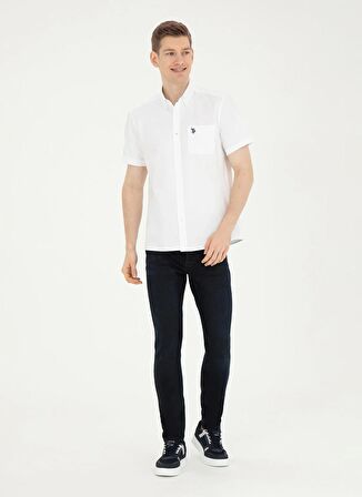 U.S. Polo Assn. Beyaz Erkek Kısa Kollu Gömlek GOXY024Y
