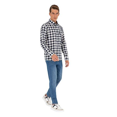 Erkek Lacivert Uzun Kollu Gömlek 50282882-VR033