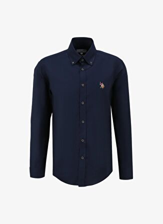 U.S. Polo Assn. Slim Fit Düğmeli Yaka Lacivert Erkek Gömlek CEDCOLOR024Y